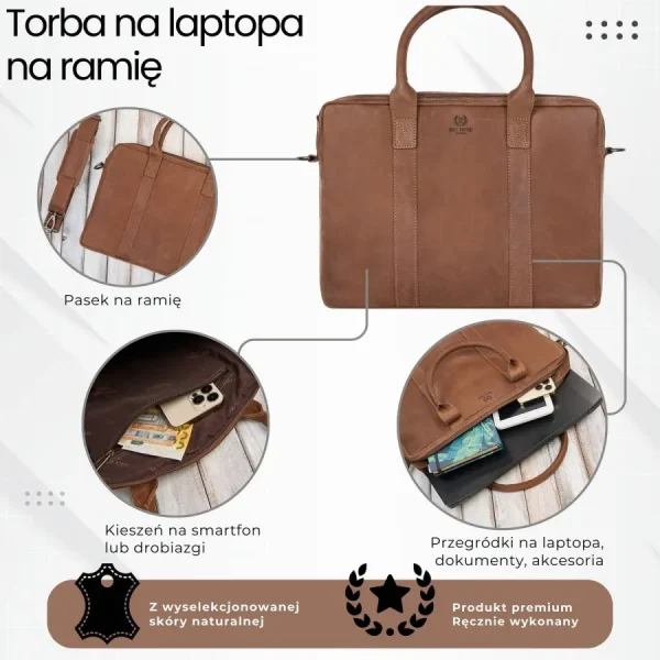 Vyriškas krepšys, oda, konjako spalvos, Paolo Peruzzi